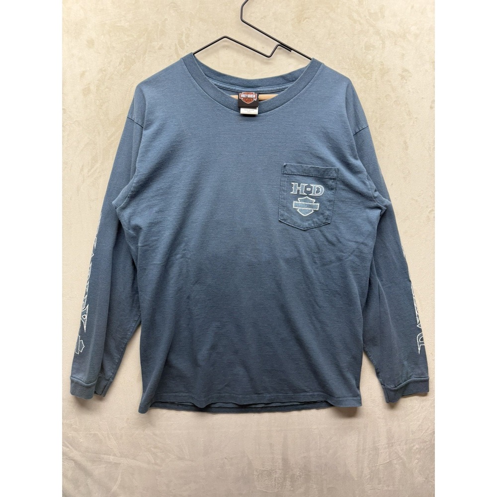 Vintage Harley Davidson Shirt Men's Large Y2K Lobster Long Sleeve Graphic Print